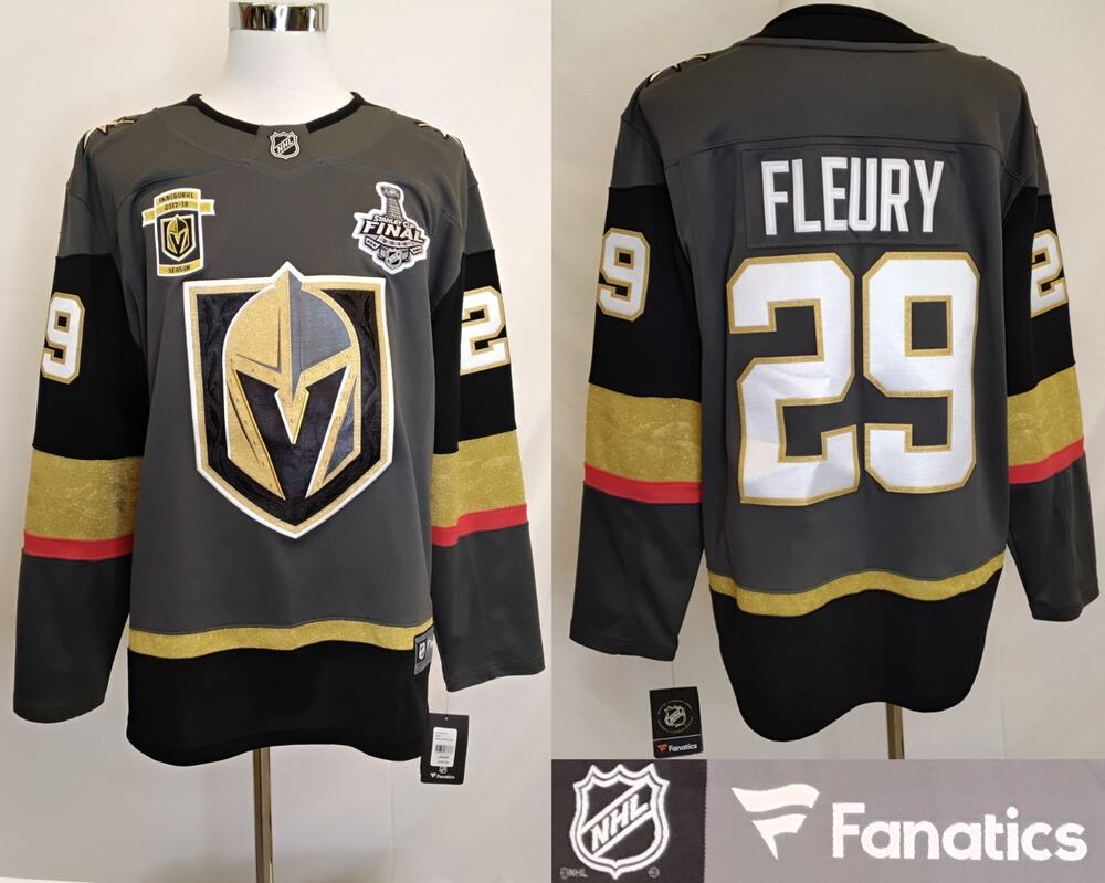 Golden Knights Fleury 29 NHL Jersey Men's L Stanley Cup Final 2018 NWT #Z5946